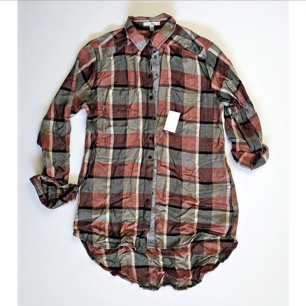 MAVI Plaid High-Low Button Down Shirt Womens Small